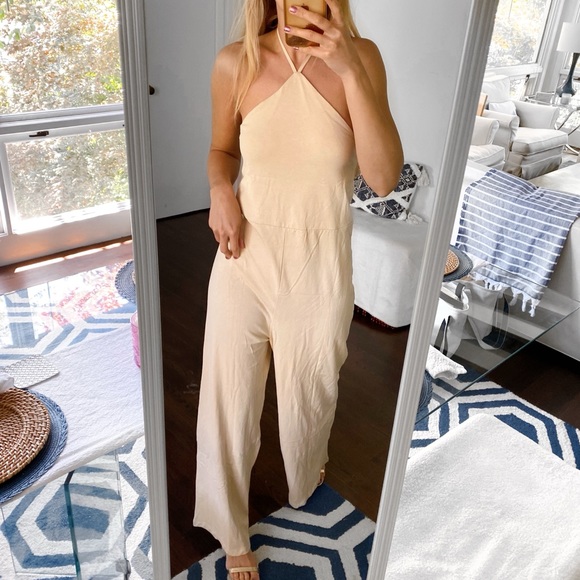 🐚 ZARA TAN BACK TIE JUMPSUIT! - Picture 2 of 16